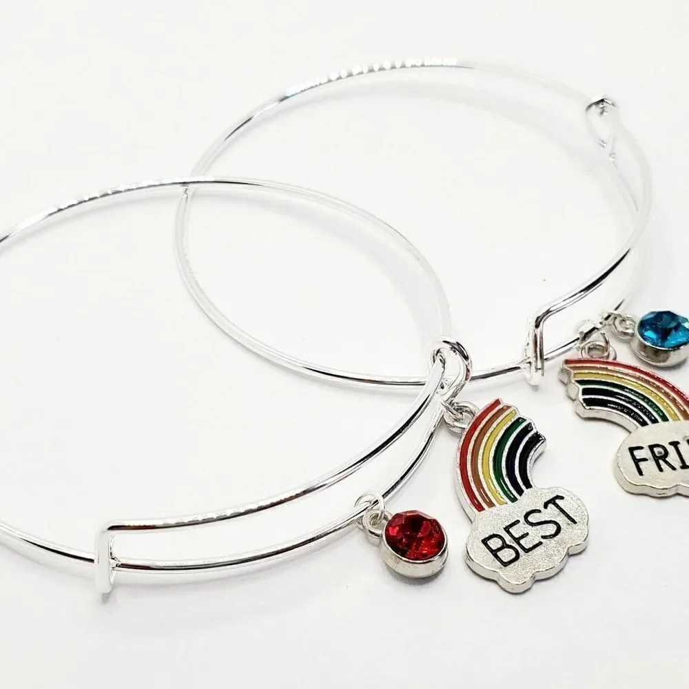 Silver Best Friend Set of 2 Charm Bracelets, Best Friend Gifts